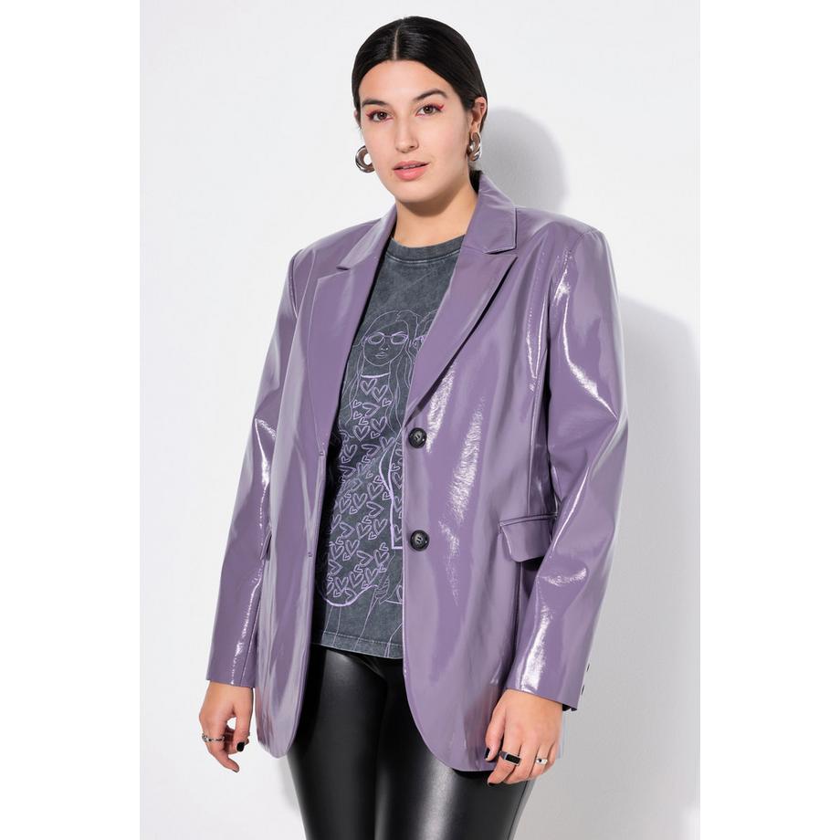 Studio Untold Blazer Wide Shape Effetto Pelle Verniciata Maniche Lunghe  
