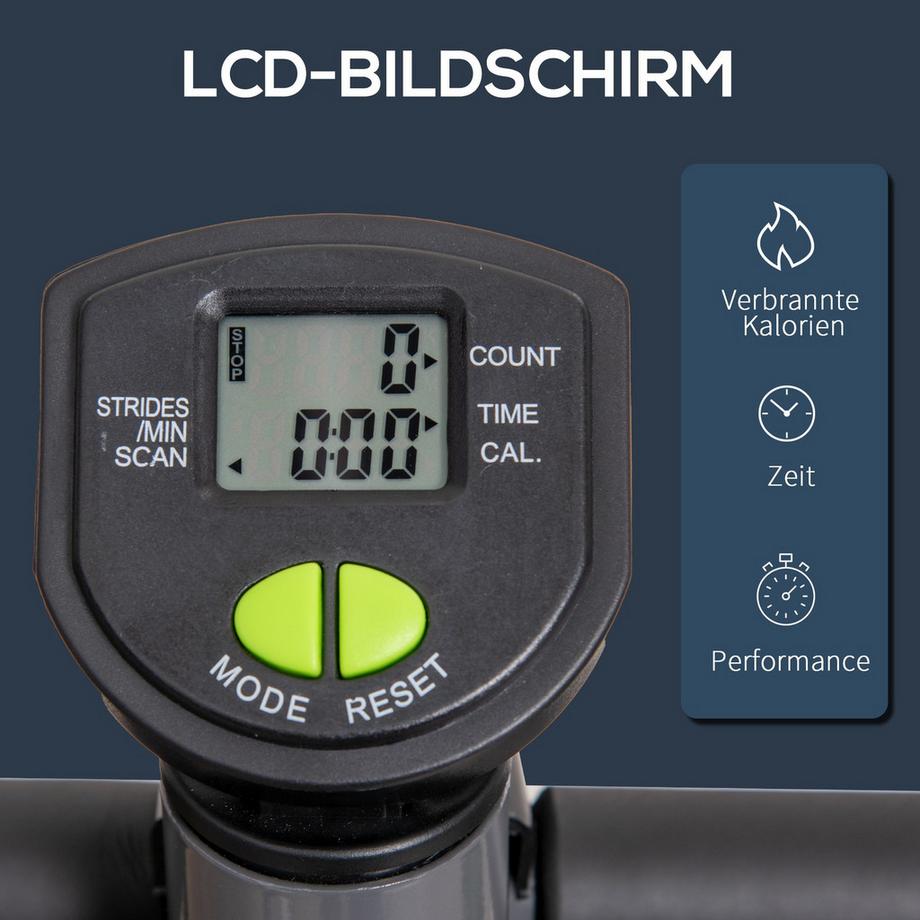 Northio Home Trainer Stepper Fitness Swing Stepper Avec Écran Lcd Et Poignée Jusqu'À 100 Kg Acier Abs Gris + Vert 55 X 44 X 108 Cm  