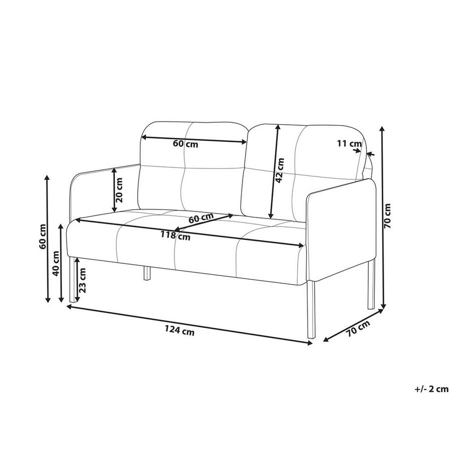 Beliani Canapé 2 places en Tissu Rétro LAHTI  