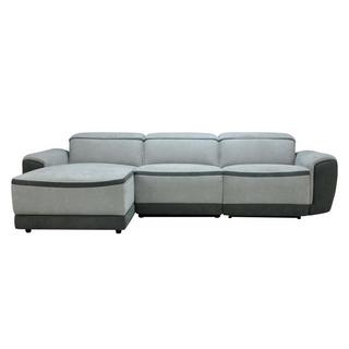 Vente-unique Ecksofa mit elektrischer Relaxfunktion - Ecke links - Stoff - Hellgrau - ORIETTO  