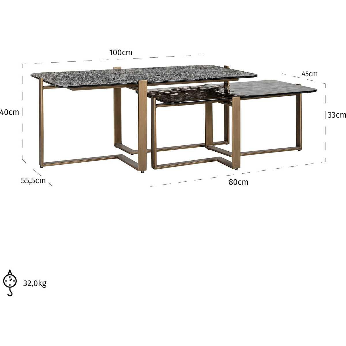 mutoni Table basse Sterling 110x65 (lot de 2)  