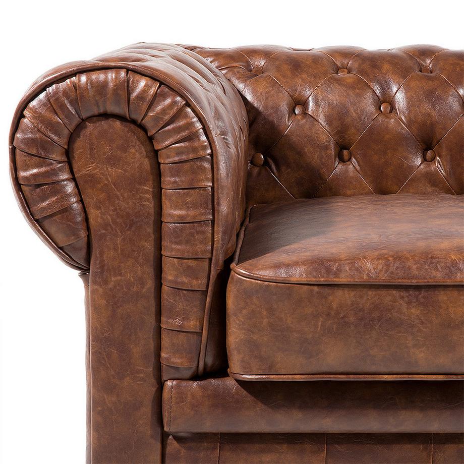 Beliani 3 Sitzer Sofa aus Kunstleder Glamourös CHESTERFIELD  