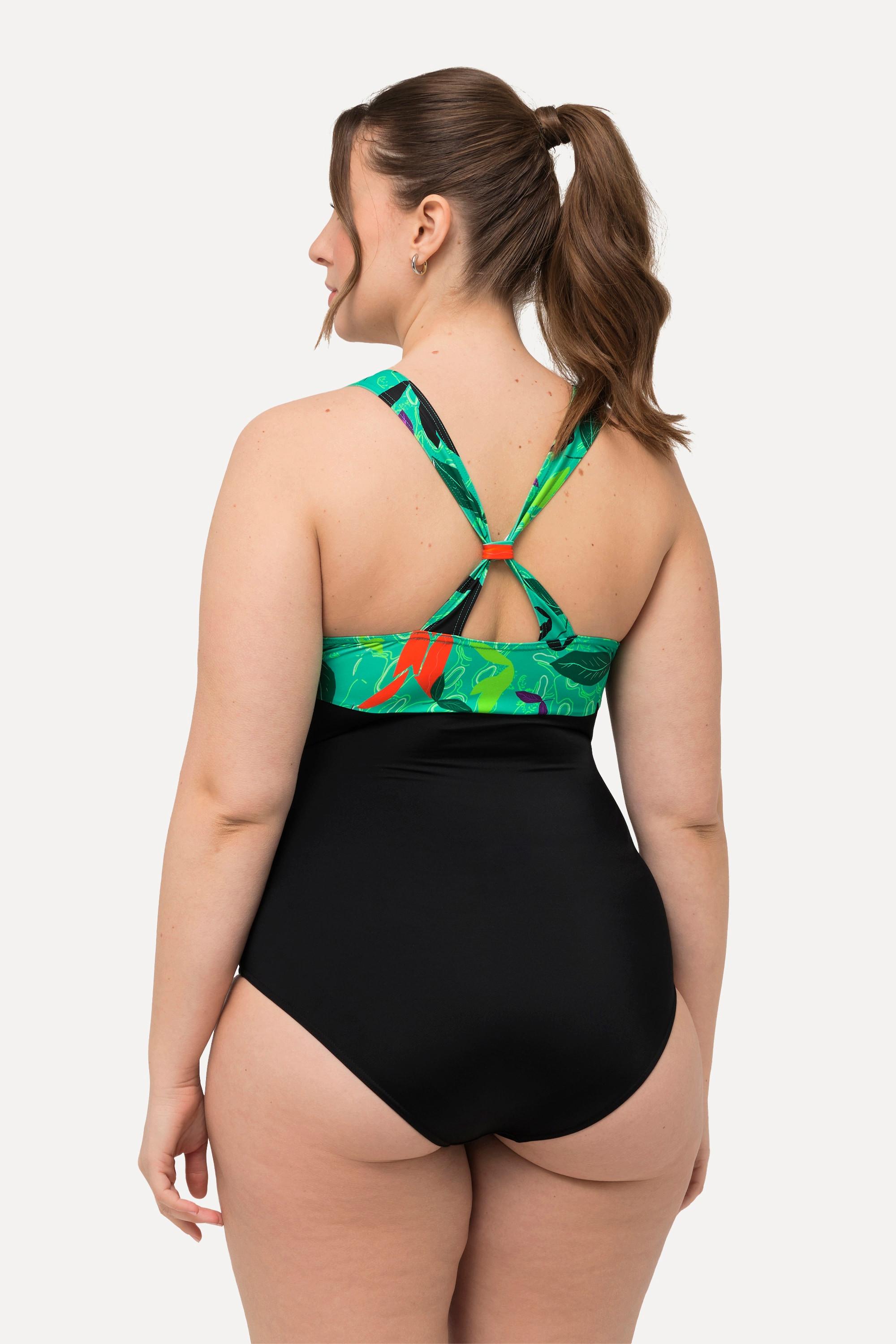 Ulla Popken Badeanzug Neckholder-Optik Softcups Knoten  