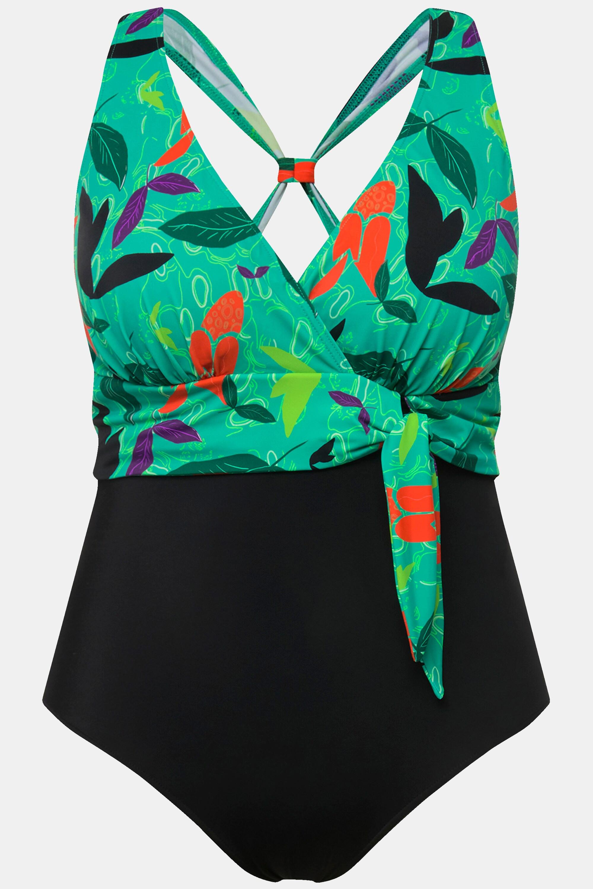 Ulla Popken Badeanzug Neckholder-Optik Softcups Knoten  