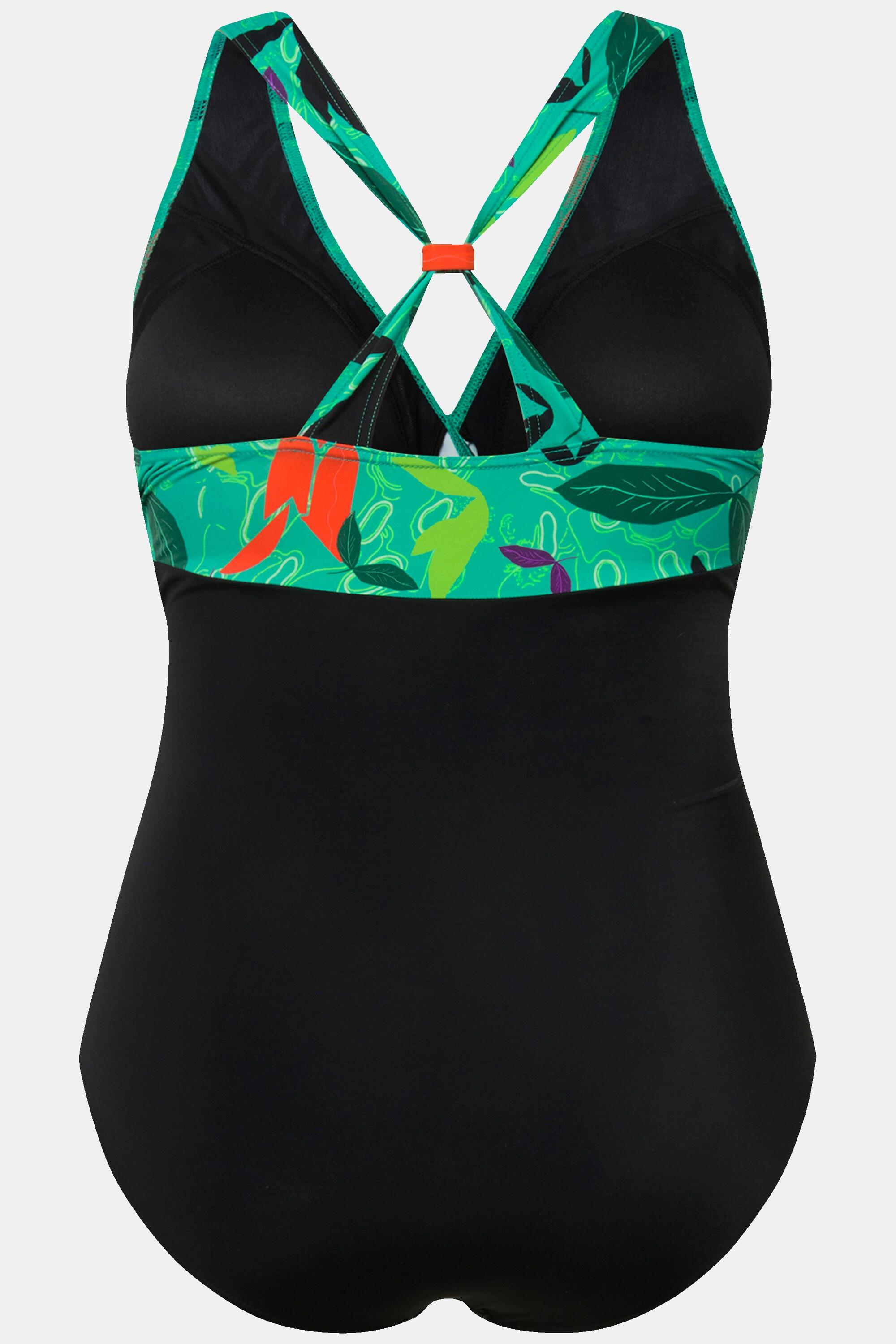 Ulla Popken Badeanzug Neckholder-Optik Softcups Knoten  