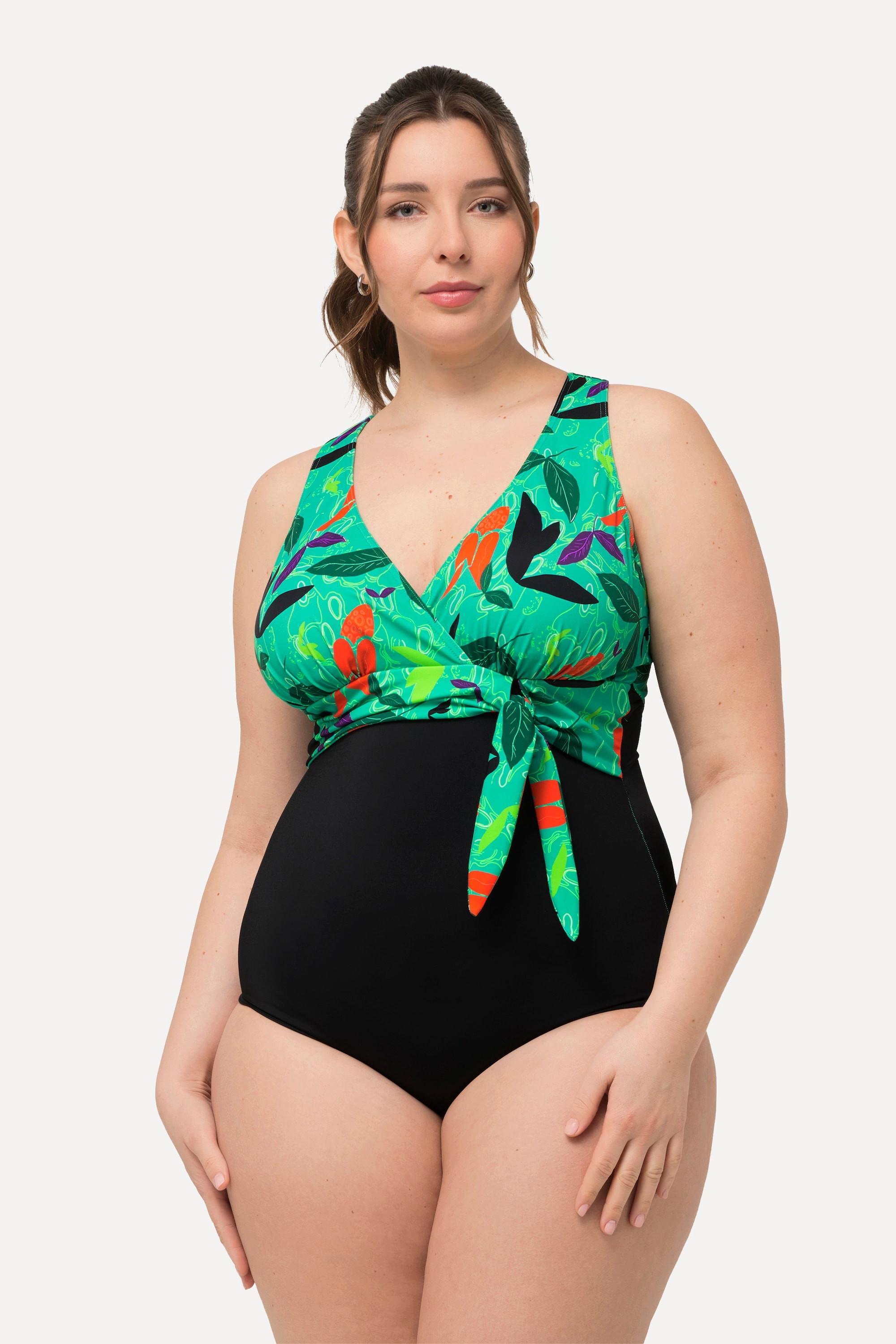 Ulla Popken Badeanzug Neckholder-Optik Softcups Knoten  