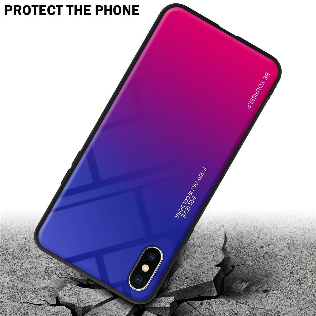 Cadorabo  Housse compatible avec Apple iPhone X / XS - Coque de protection bicolore en silicone TPU et dos en verre trempé 