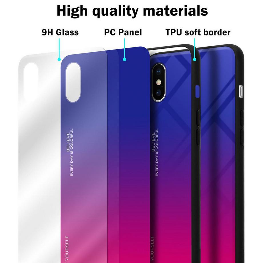 Cadorabo  Housse compatible avec Apple iPhone X / XS - Coque de protection bicolore en silicone TPU et dos en verre trempé 