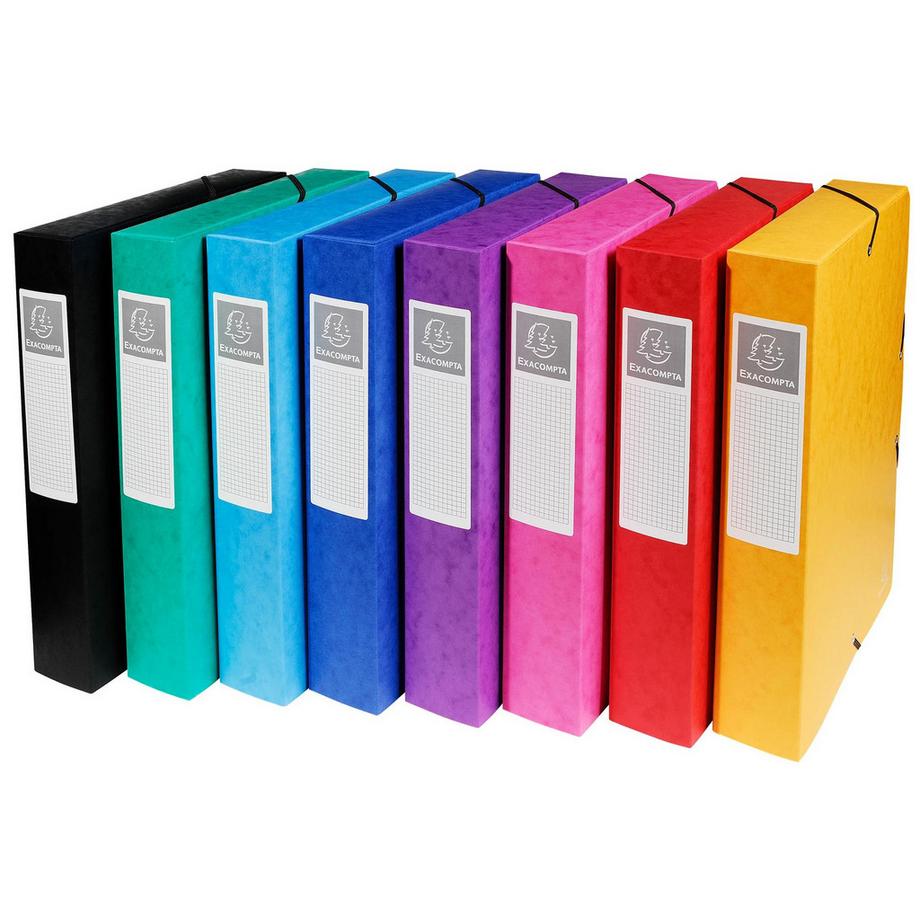 Exacompta Cartella portaprogetti con elastici montata dorso 60mm cartoncino lustré - A4 - x 8  