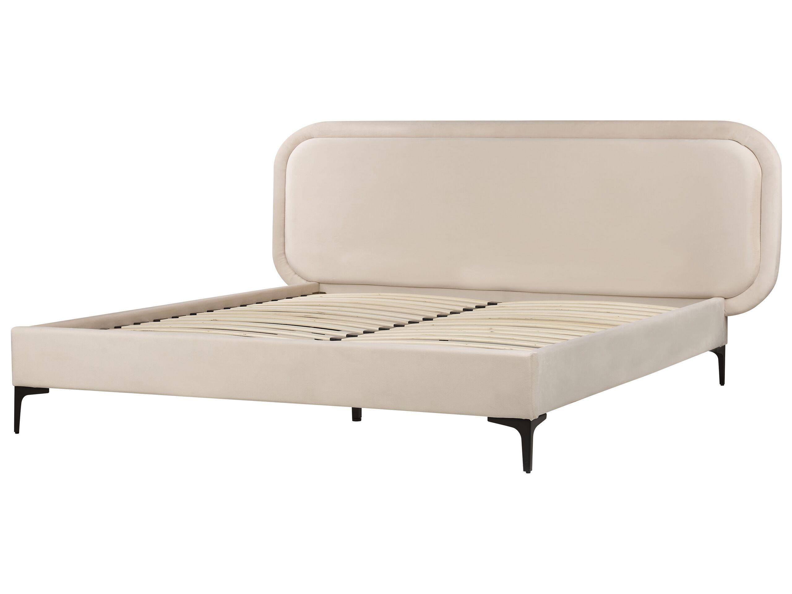 Beliani Lit avec sommier en Velours Moderne SUZETTE  