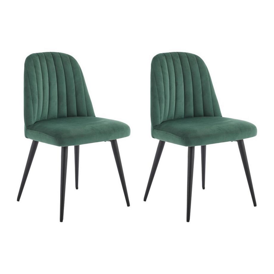 Vente-unique Lot de 2 chaises ELEANA Velours Métal  