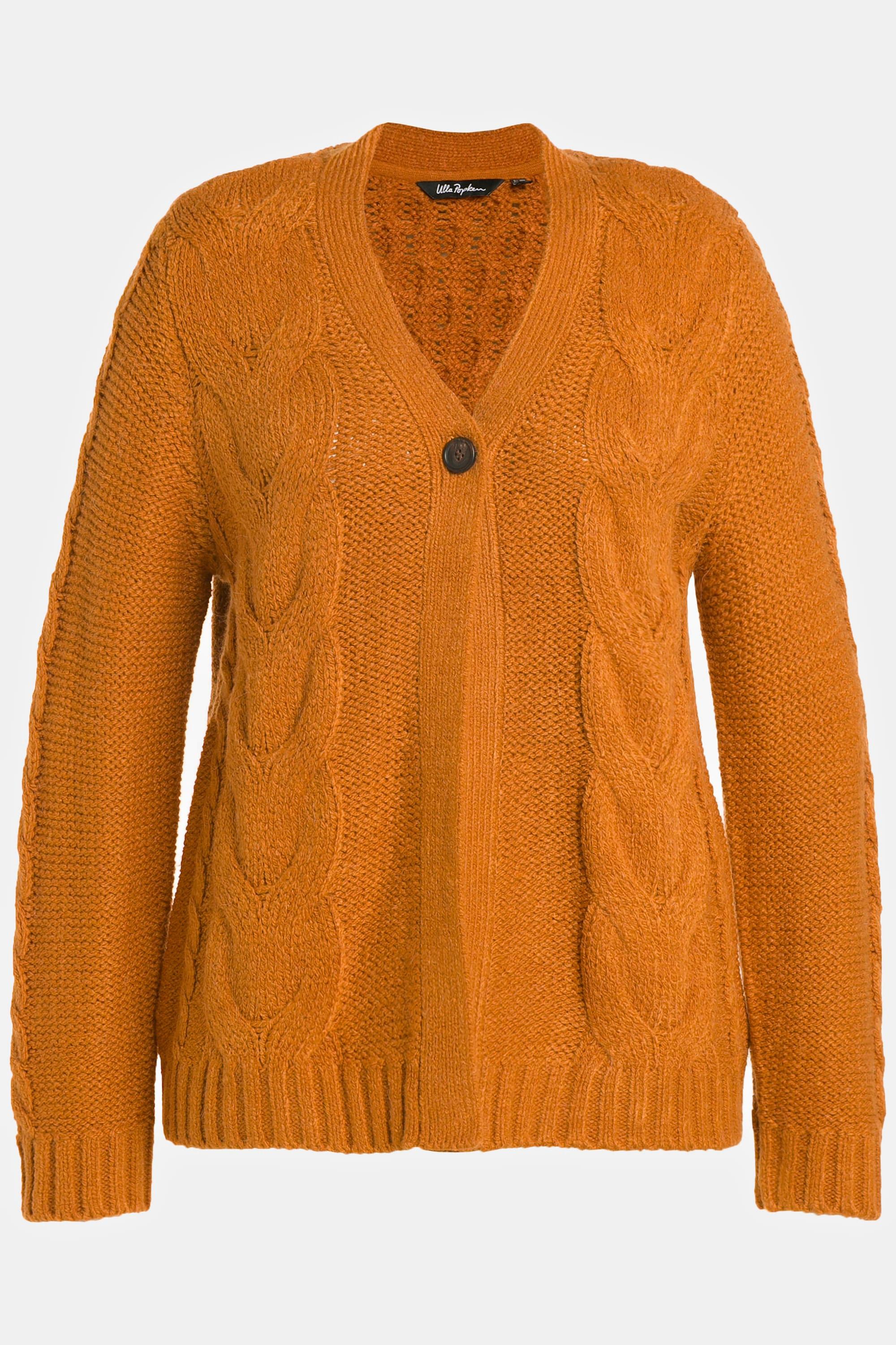 Ulla Popken  Strickjacke, Zopfmuster, Langarm 