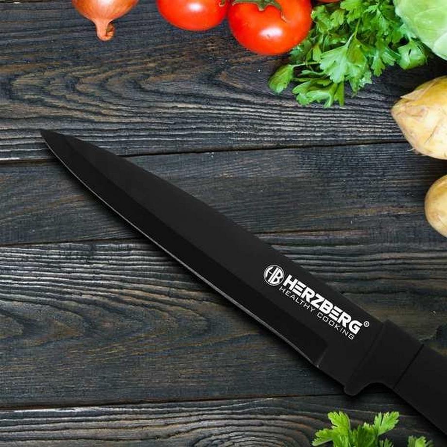 Northio Set coltelli con supporto girevole, 8 pezzi - nero  