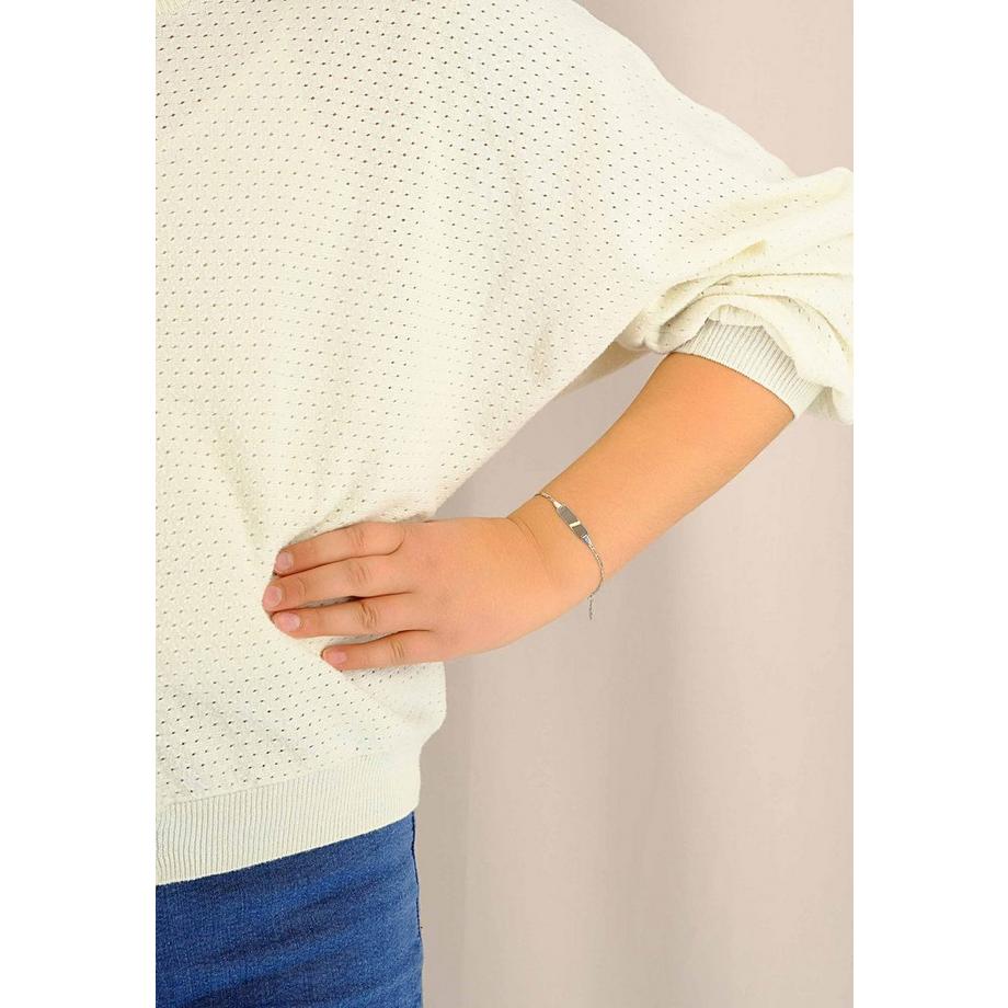 MUAU Schmuck  Plaketten-Armband Engel Weissgold 750 Figaro, 1.7mm, 14cm 