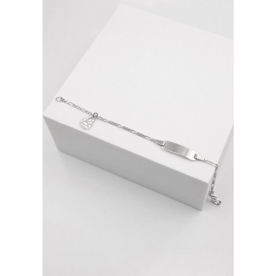 MUAU Schmuck  Plaketten-Armband Engel Weissgold 750 Figaro, 1.7mm, 14cm 