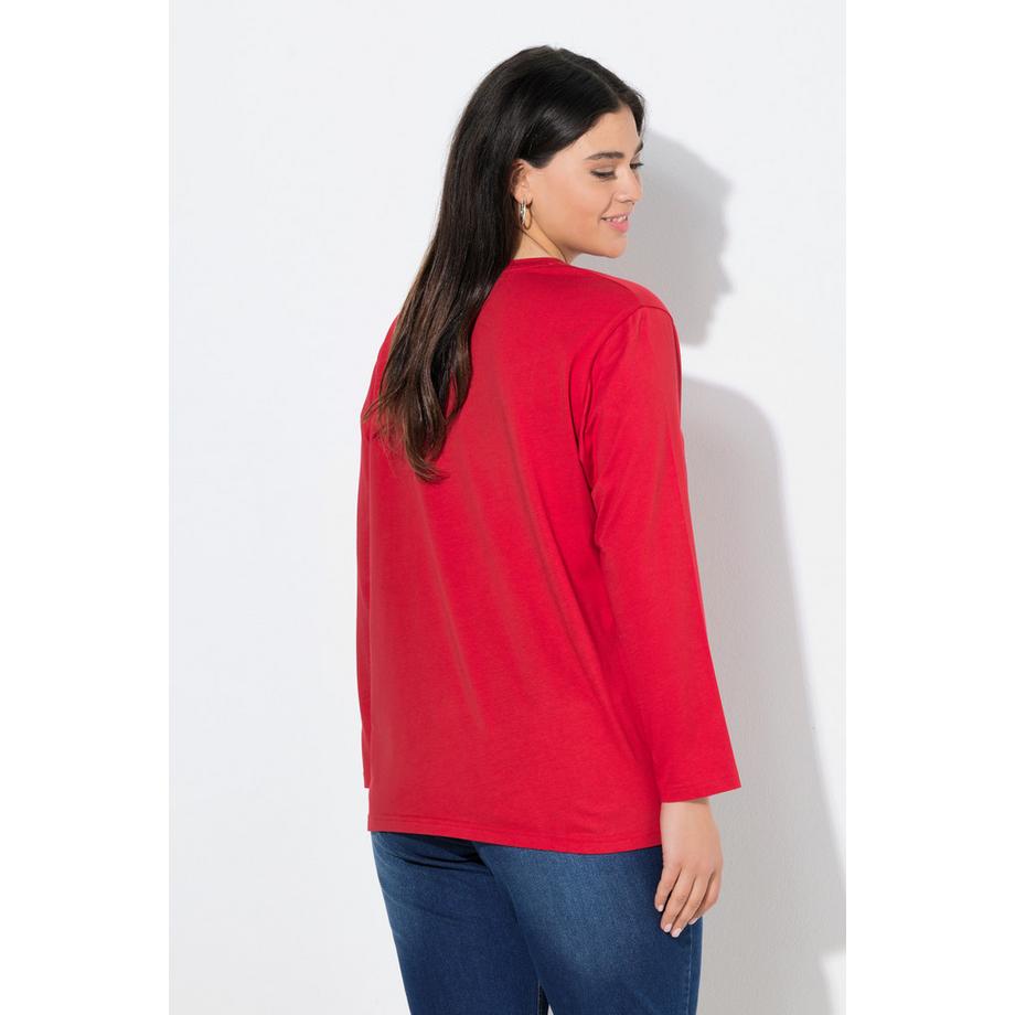 Ulla Popken Relaxed Fit Langarm Rundhals Shirt  