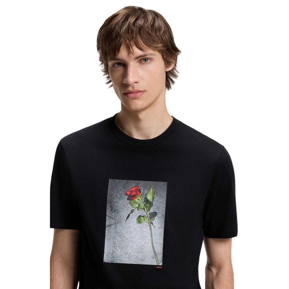 HUGO T-Shirt con Stampa Rosa  