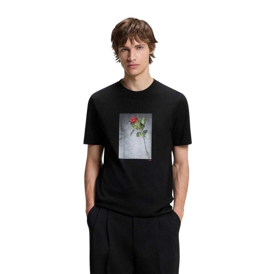 HUGO T-Shirt con Stampa Rosa  