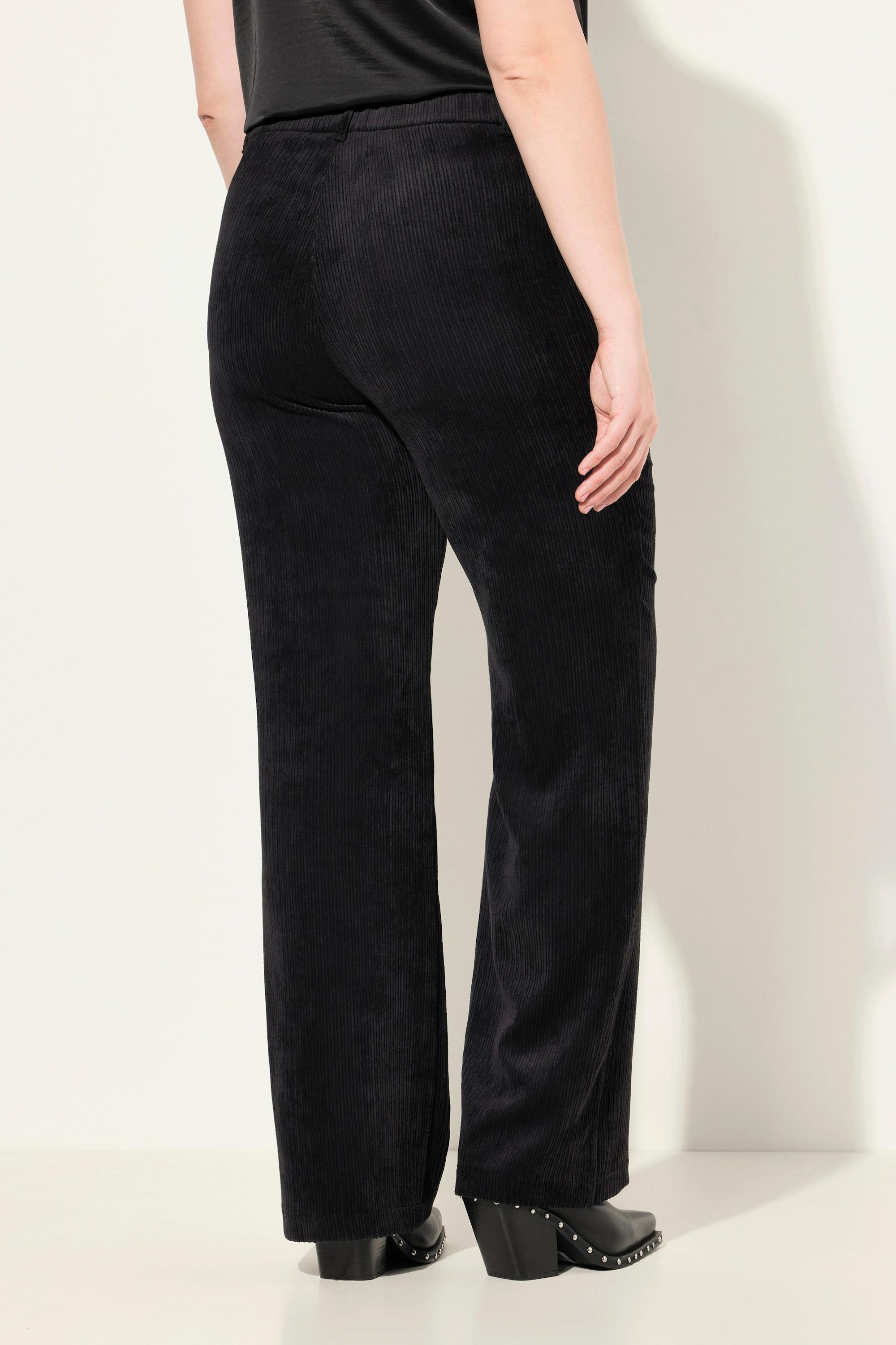 Ulla Popken  Pantaloni eleganti modello Mary in velluto a coste con gamba ampia e cintura comfort 