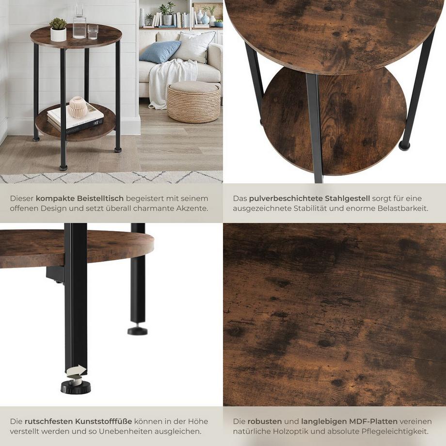 Tectake Beistelltisch Ballina Industrial Style Holz und Stahl  