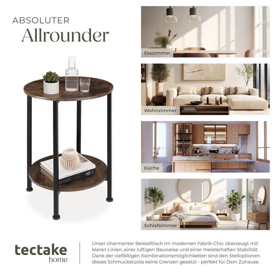 Tectake Beistelltisch Ballina Industrial Style Holz und Stahl  