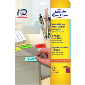 AVERY ZWECKFORM Etiketten 25,4x10mm L6036-20 rot 3780Stk./20Bl.