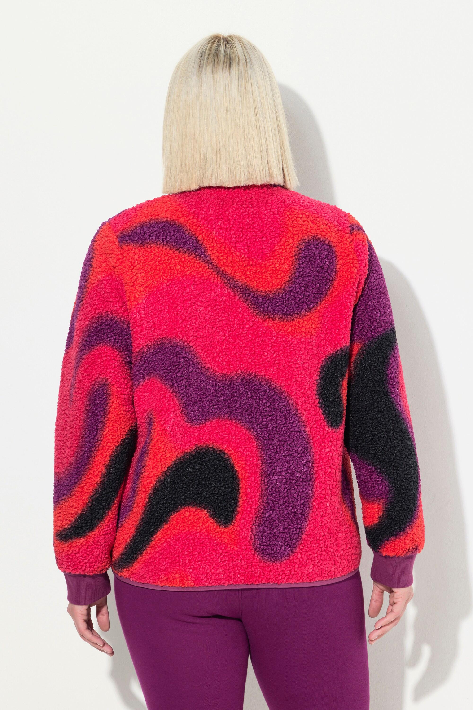 Ulla Popken Giacca in Pile Collo Alto Tasche con Zip  