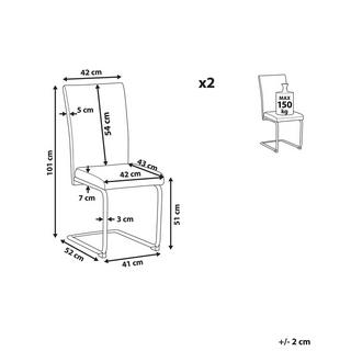 Beliani Lot de 2 chaises de salle à manger en Cuir PU Moderne ROVARD  