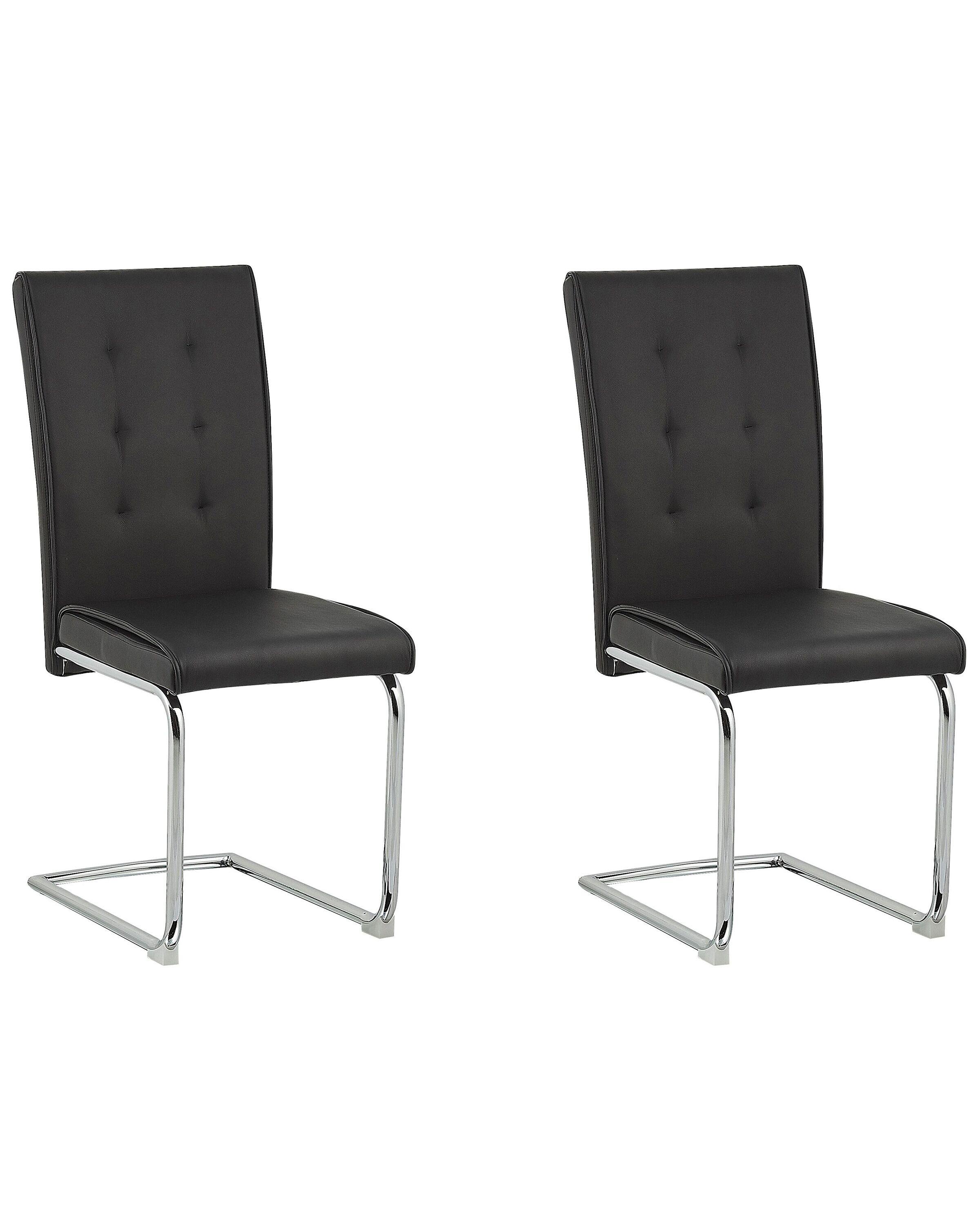 Beliani Lot de 2 chaises de salle à manger en Cuir PU Moderne ROVARD  