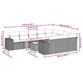 VidaXL Ensemble de canapés de jardin rotin synthétique  