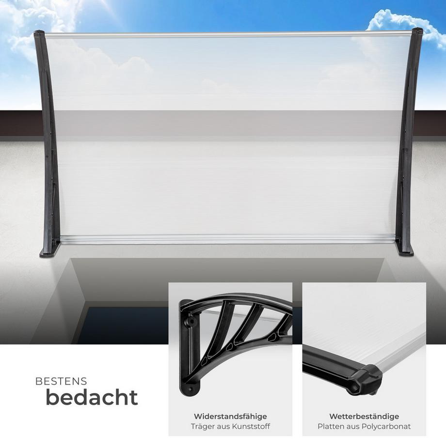 Tectake Auvent de porte Marquise  Design moderne en arcade  