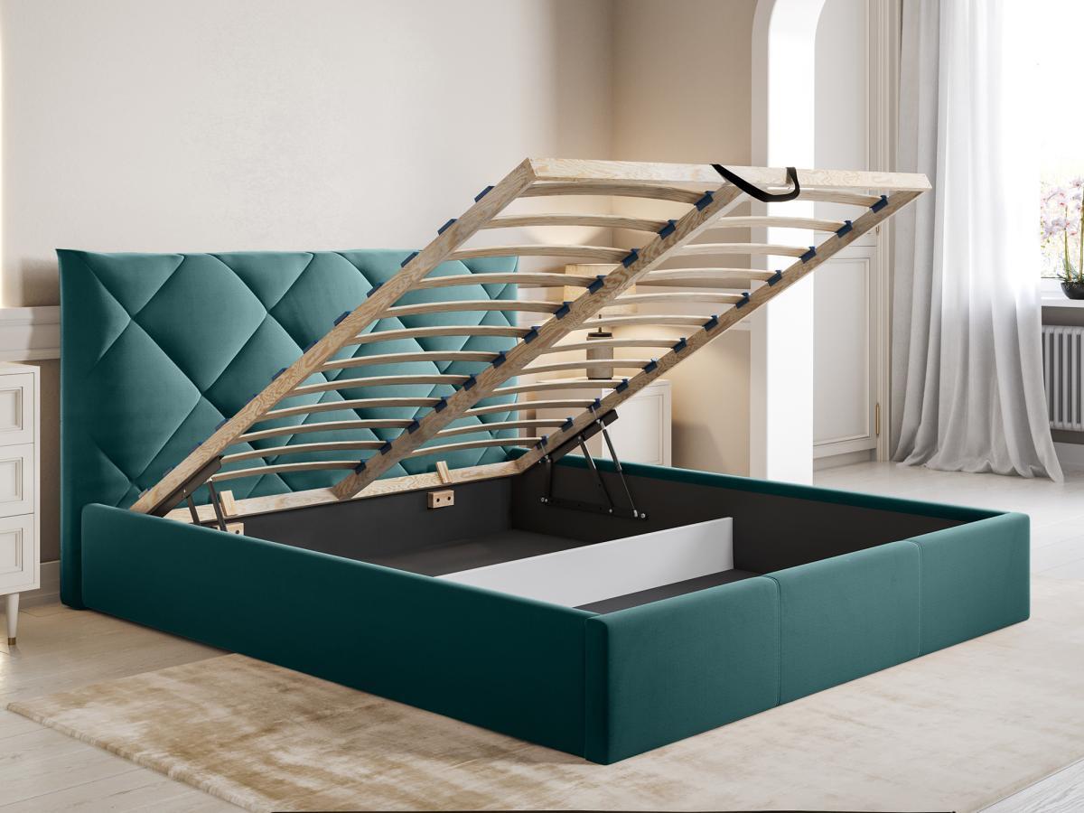 PASCAL MORABITO Bett mit Bettkasten - 160 x 200 cm - Samt - Blau - STARI von Pascal Morabito von Pascal Morabito  