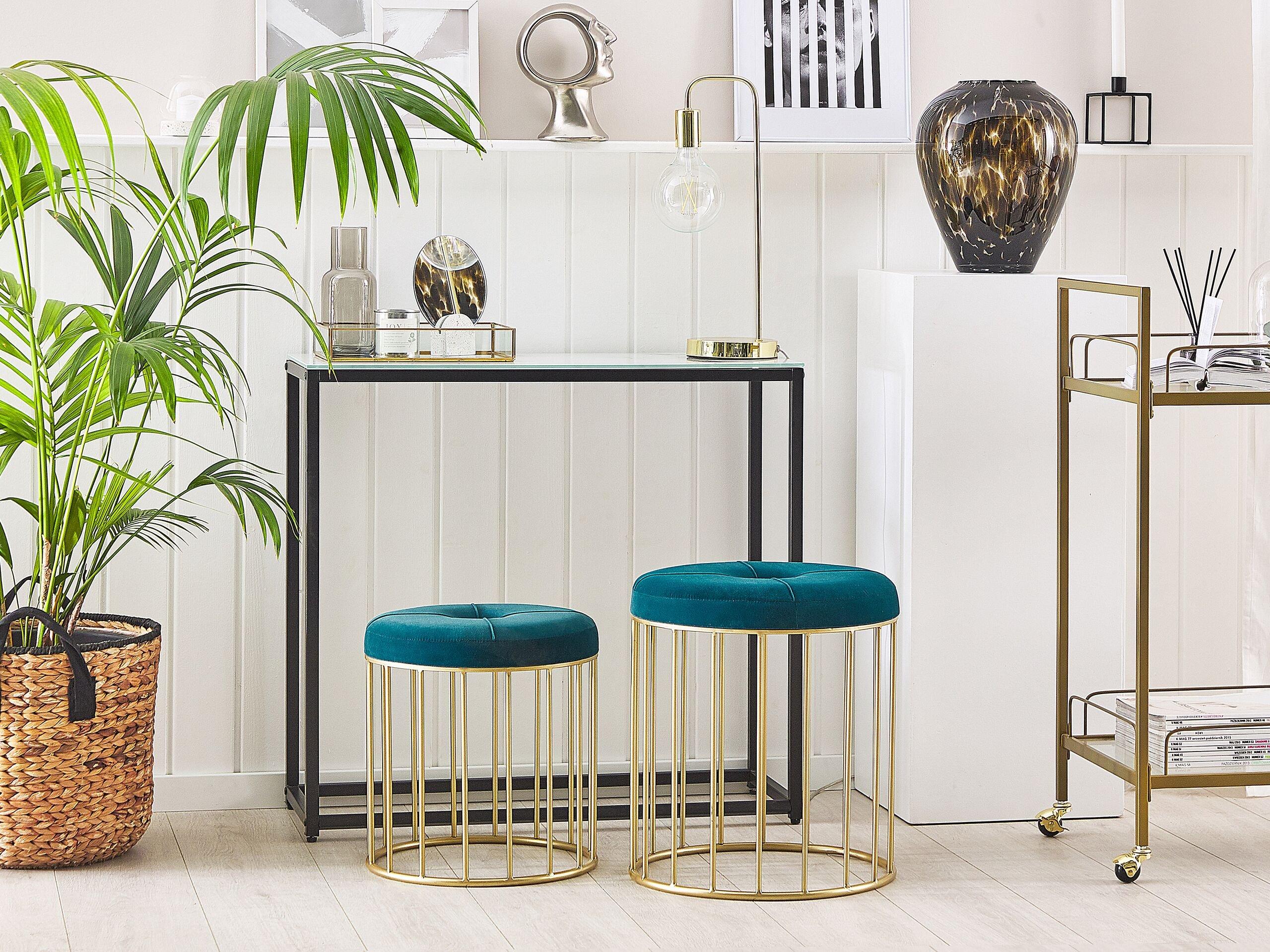 Beliani Set di 2 sgabelli en Velluto Glamour LUBBOCK  