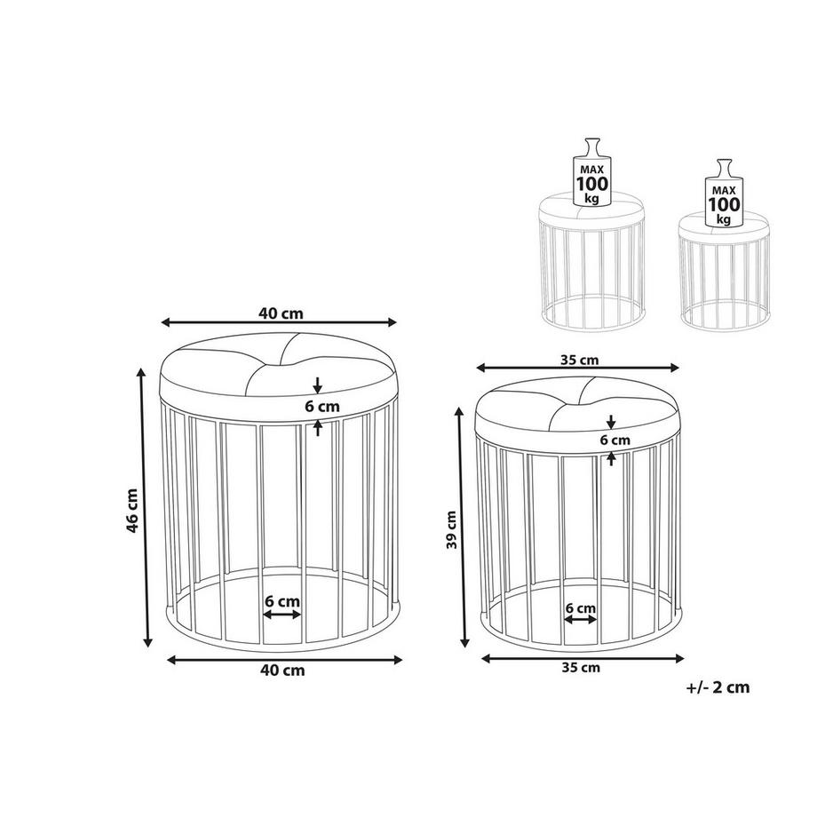 Beliani Set mit 2 Hockern aus Samtstoff Glamourös LUBBOCK  