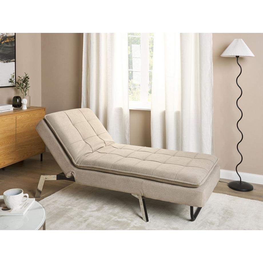 Beliani Chaiselongue aus Stoff Minimalistisch LOIRET  