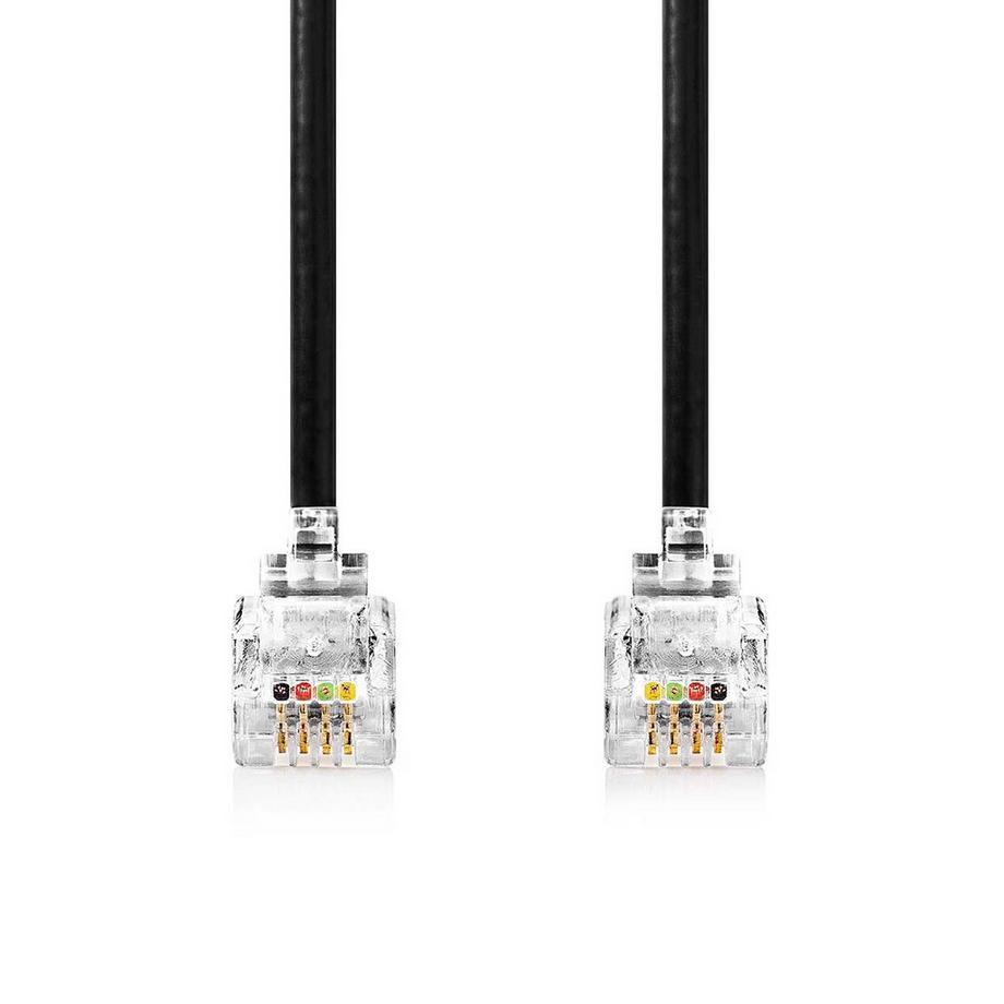 Nedis  Telekommunikationskabel | RJ10 Stecker | RJ10 Stecker | 5,00 m | Kabelaufbau: Spirale | Kabeltyp: RJ10 | Schwarz 
