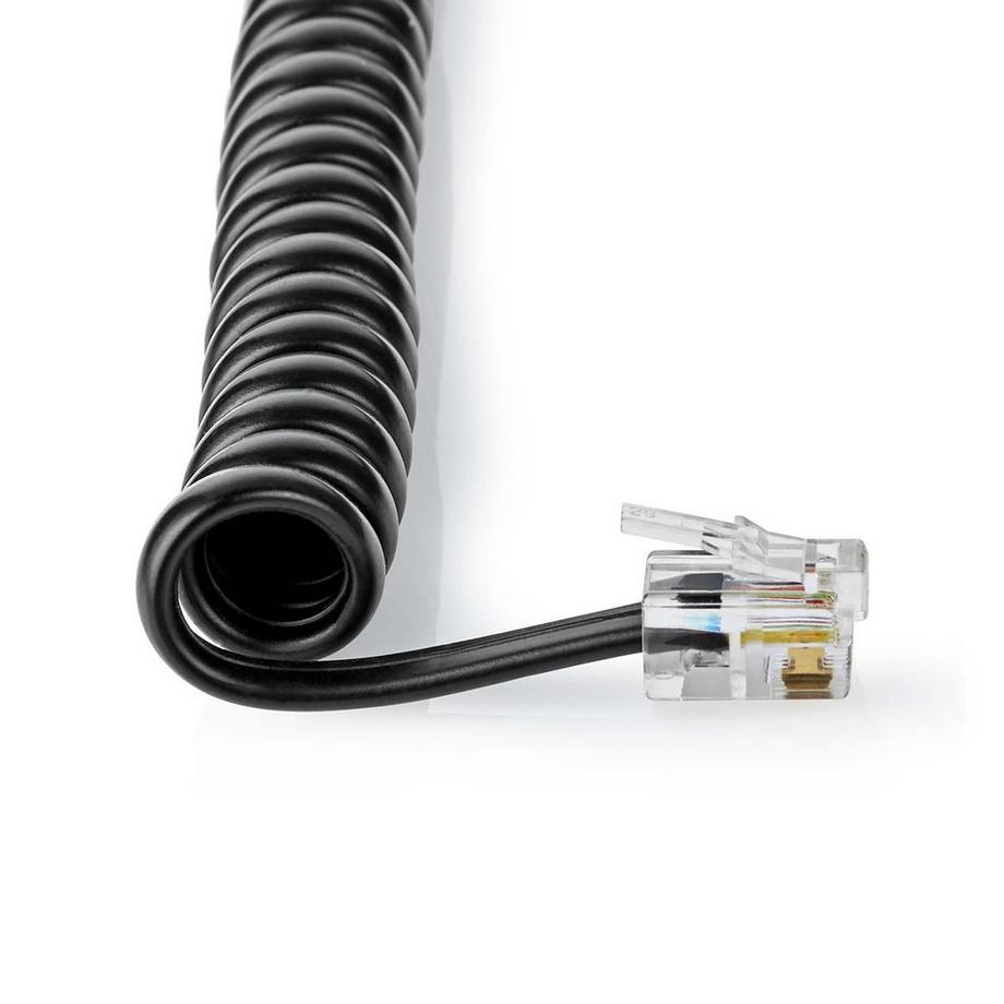 Nedis  Telekommunikationskabel | RJ10 Stecker | RJ10 Stecker | 5,00 m | Kabelaufbau: Spirale | Kabeltyp: RJ10 | Schwarz 