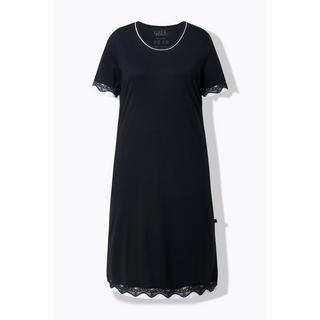 Ulla Popken Nachthemd Spitzenkanten Rundhals Halbarm  