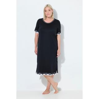 Ulla Popken Nachthemd Spitzenkanten Rundhals Halbarm  