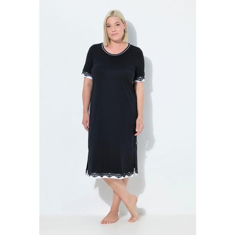 Ulla Popken Nachthemd Spitzenkanten Rundhals Halbarm  