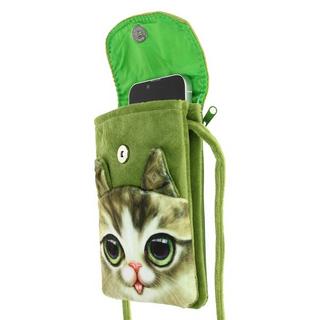 Avizar  Pochette Téléphone Design Chat Vert 