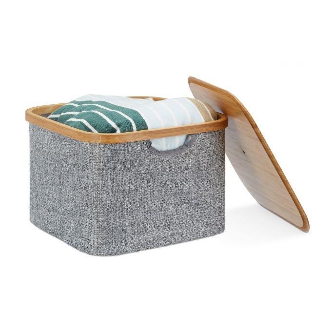 B2X Panier de rangement tissu gris  