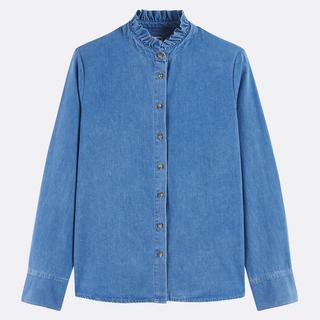 La Redoute Collections Langarm Bluse mit gerüschtem Stehkragen  