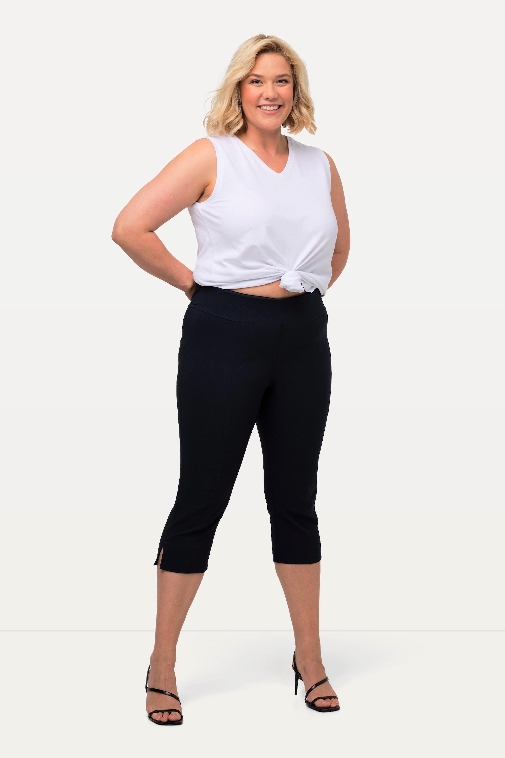 Ulla Popken Pantaloni Capri Bengaline Elasticizzati Vita Elastica  