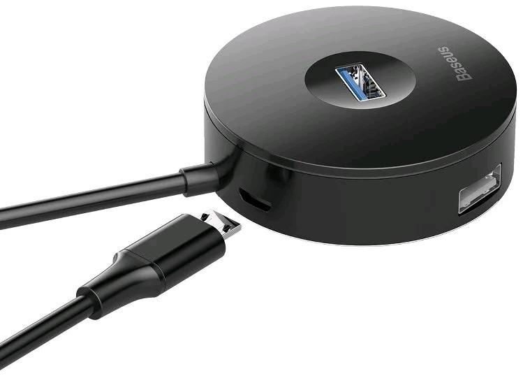 Baseus  CAHUB-F01 - Reduktion Hub 4in1 USB to USB 3.0 + 3x USB 2.0 15cm, Schwarz 
