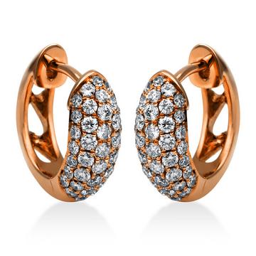 Boucles d'oreilles en or rouge 750/18K diamant 0,53ct.