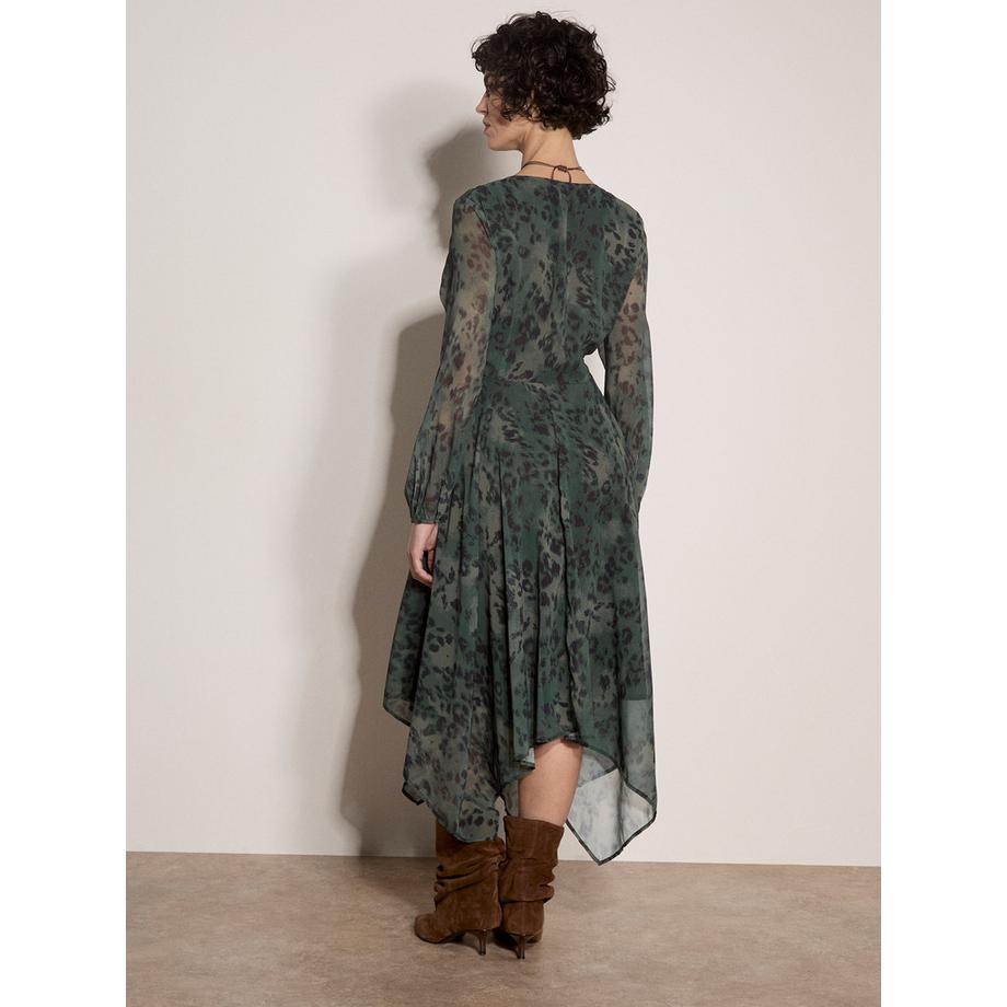 APRICOT Robe mi-longue en mousseline à imprimé léopard  