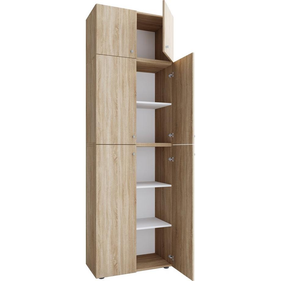 VCM XXL Büroschrank mit 5 Fächern und einem Aufsatz | moderner Aktenschrank mit Drehtüren | Maße ca. H. 223 x B. 70 x T. 39 cm – Lona 5-Fach  