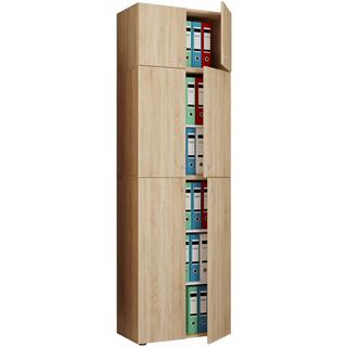 VCM XXL Büroschrank mit 5 Fächern und einem Aufsatz | moderner Aktenschrank mit Drehtüren | Maße ca. H. 223 x B. 70 x T. 39 cm – Lona 5-Fach  