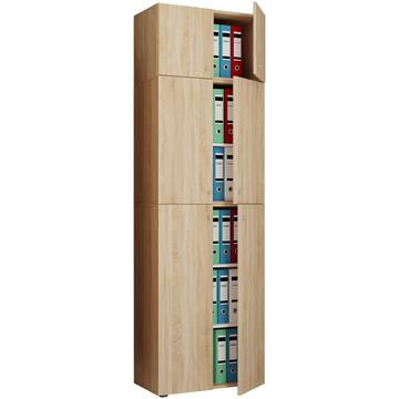 XXL Büroschrank mit 5 Fächern und einem Aufsatz | moderner Aktenschrank mit Drehtüren | Maße ca. H. 223 x B. 70 x T. 39 cm – Lona 5-Fach